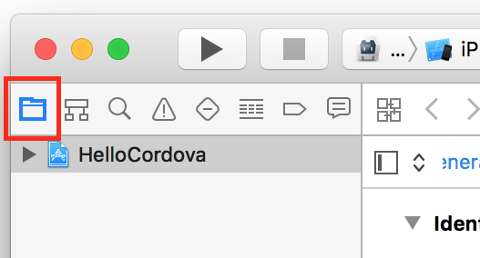 Xcode project navigator button