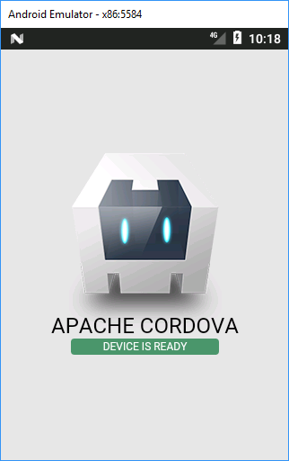 Android emulator running Cordova app